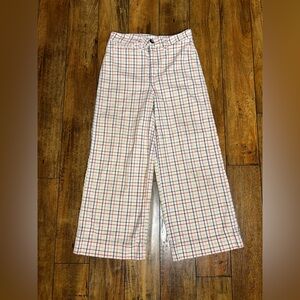 Madewell Plaid Wide Leg Cropped Pants Size 25 | Cotton Stretch